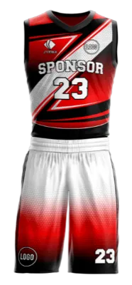Conjuto basketball sublimada personalizado ROJO - BLANCO - NEGRO - EXAGONOS COD: 0080 .