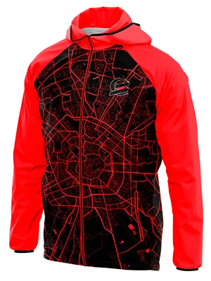 CORTAVIENTO DEPORTIVO AC MILAN CONCEPT 2023 NEGRO - LINEAS ROJO cod: 0044 .