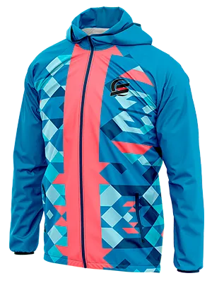 CORTAVIENTO DEPORTIVO AZUL - TRINGULOS ROSADO Y CELESTE cod: 0061 .