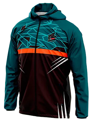 CORTAVIENTO DEPORTIVO CASTELLI MARRON - FIGURAS GEOMETRICAS TURQUESA cod: 0067 .