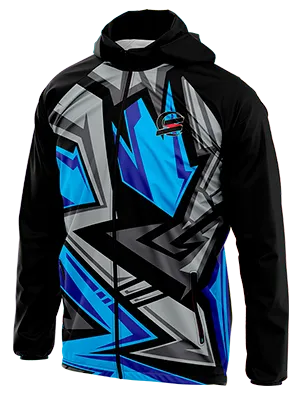 CORTAVIENTO DEPORTIVO MOTOCROSS FOX MOTO 360 NEGRO - RAYOS - FLECHA GRIS Y CELESTE cod: 0103 .