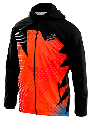 CORTAVIENTO DEPORTIVO MOTOCROSS FOX RACING NEGRO - NARANJA - CIRCULOS ROJO - LINEAS BLANCO cod: 0104 .