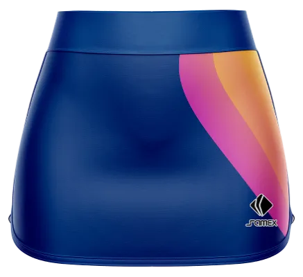 Falda Padel Cod 0012 FALDA PADEL AZUL - FRANJAS ROSADO - NARANJA.
