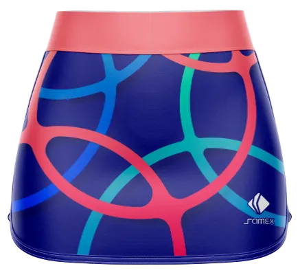 Falda Padel Cod 0018 FALDA PADEL AZUL CON LINEAS ROSADAS - VERDES - CELESTES.