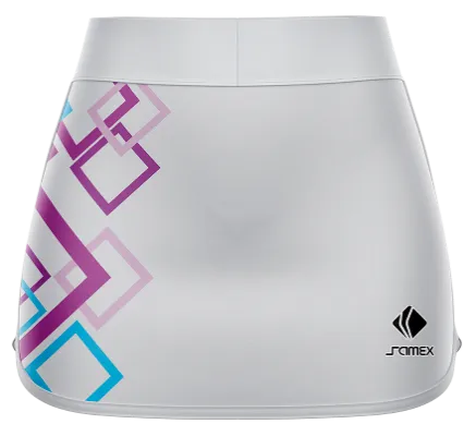 Falda Padel Cod 0022 FALDA PADEL BLANCO - ROMBOS MORADO - LILA - CELESTE.
