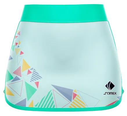 Falda Padel Cod 0042 FALDA PADEL VERDE AGUA - FIGURAS GEOMETRICAS.
