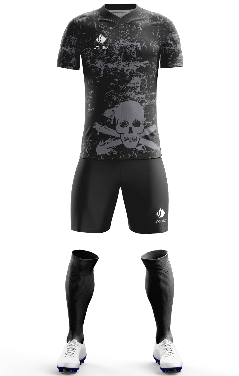Conjunto Futbol Cod 0056 ADIDAS negro- plomo -calavera .