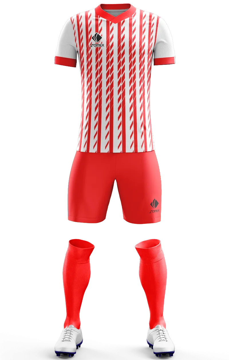 Conjunto Futbol Cod 0084 CAMISETA rojo - blanco - franjas .