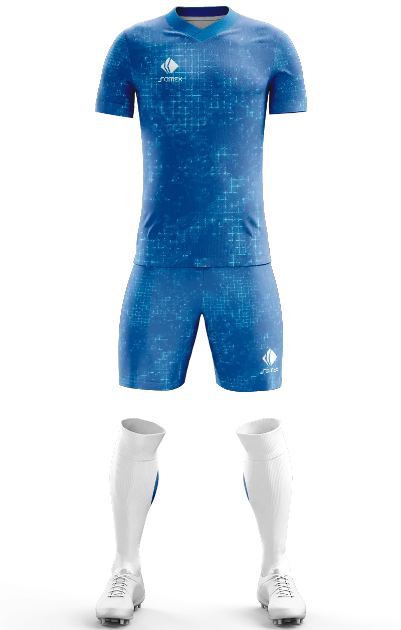 Conjunto Futbol Cod 0119 CAMISETA celeste - lineas .