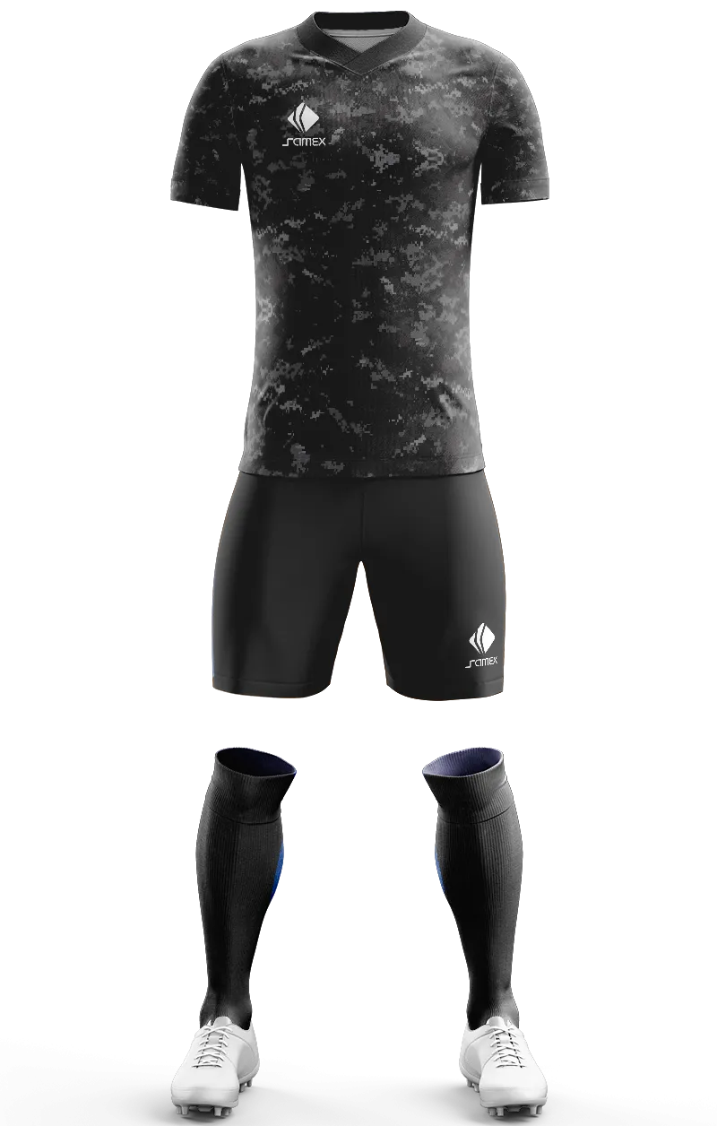 Conjunto Futbol Cod 0136 Camiseta camuflaje - negro - plomo .