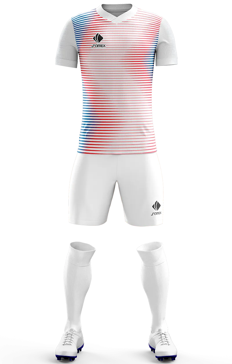 Conjunto Futbol Cod 0198 CHILE VISITA 2018 azul-rojo-lineas .