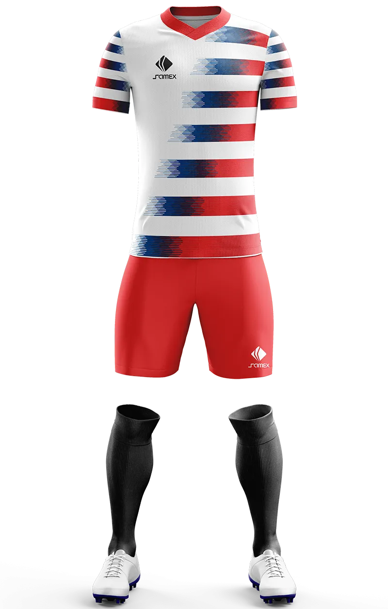 Conjunto Futbol Cod 0225 USA 2018-19 blanco-azul-rojo-franjas .