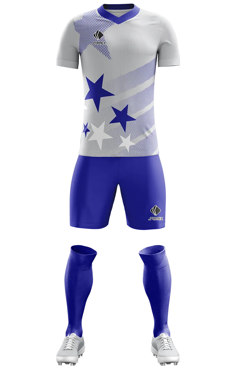 Conjunto Futbol Cod 0279 AMR-0013 gris-azul-estrellas .