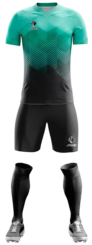 CAMISETA SOCCER DEGRADE LINEAS TURQUESA - NEGRO cod: 0346 .