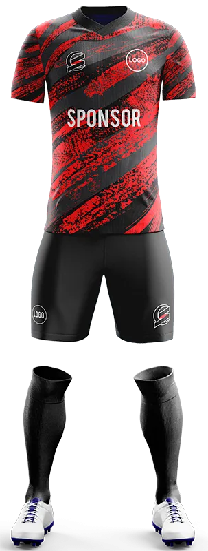 CONJUNTO FUTBOL COD. 401 NEGRO - GRUNGE ROJO