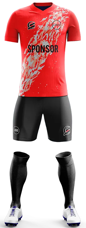 CONJUNTO FUTBOL COD. 403 ROJO GRUNGE GRIS