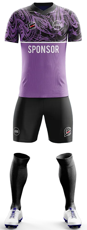 CONJUNTO FUTBOL COD. 406 NEGRO LINEAS LILA