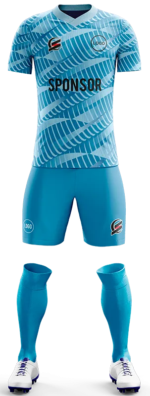 CONJUNTO FUTBOL COD. 409 CELESTE - LINEAS BLANCO