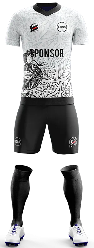 CONJUNTO FUTBOL COD. 424 BLANCO - HOJAS Y SERPIENTE NEGRO