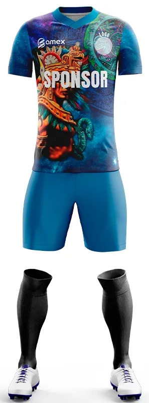 CONJUNTO FUTBOL COD. 433 CELESTE DISEÑO ASTEKA
