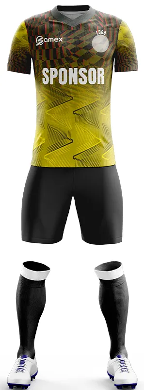 CONJUNTO FUTBOL COD. 439 AMARILLO ROMBOS NEGROS
