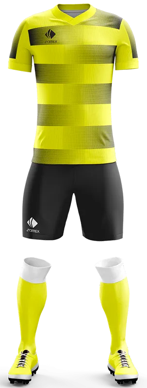 CONJUNTO FUTBOL COD. 441 AMARILLO - RECTANGULOS NEGRO