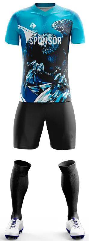 CONJUNTO FUTBOL COD. 443 NEGRO CELESTE