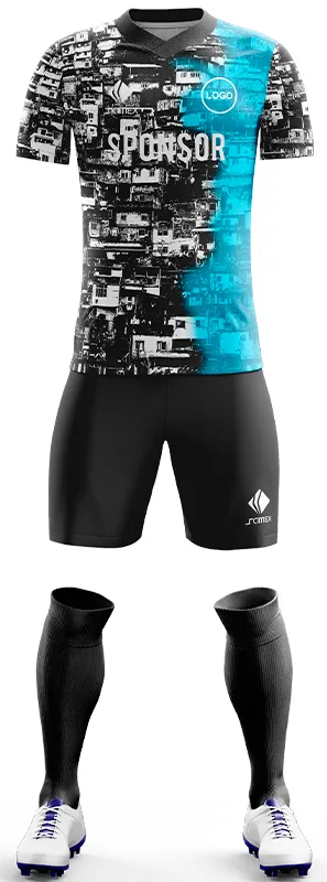 CONJUNTO FUTBOL COD. 447 NEGRO CELESTE FAVELA