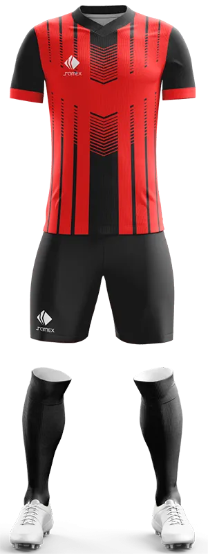 CONJUNTO FUTBOL COD. 454 NEGRO - FRANJAS NARANJA