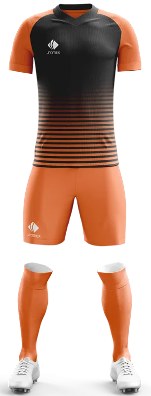 CONJUNTO FUTBOL COD. 455 NEGRO - FRANJAS NARANJA