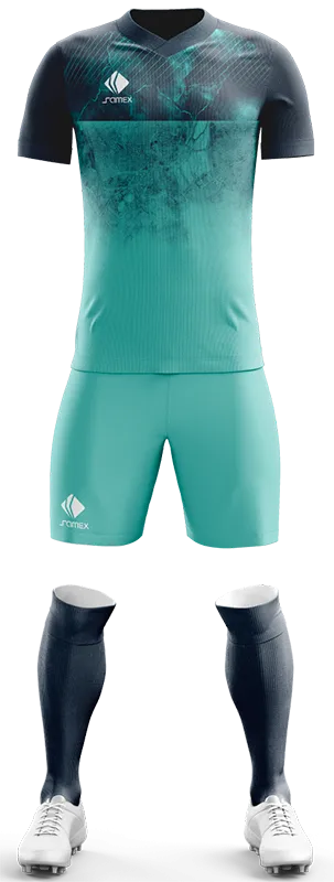 CONJUNTO FUTBOL COD. 456 AZUL - TURQUESA- VISTA PANORAMICA