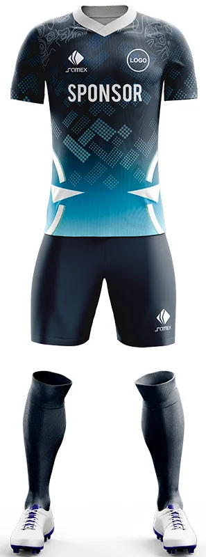 CONJUNTO FUTBOL COD. 457 NEGRO DEGRADADO CELESTE