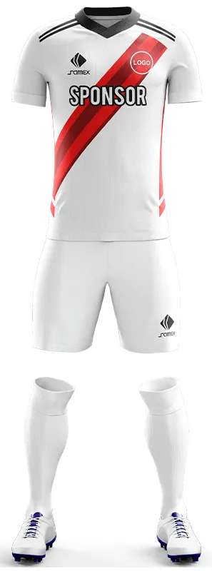 CONJUNTO FUTBOL COD. 459 BLANCO - FRANJAS GUINDA ROJA