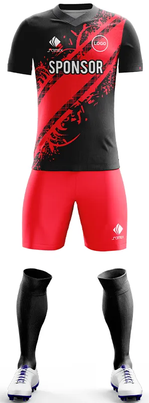 CONJUNTO FUTBOL COD. 469 NEGRO FRANJA ROJA
