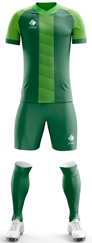 CONJUNTO FUTBOL COD. 473 VERDE - FRANJA VERDE LIMON - LINEAS