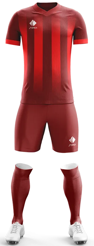 CONJUNTO FUTBOL COD. 476 ROJO - FRANJAS GUINDA