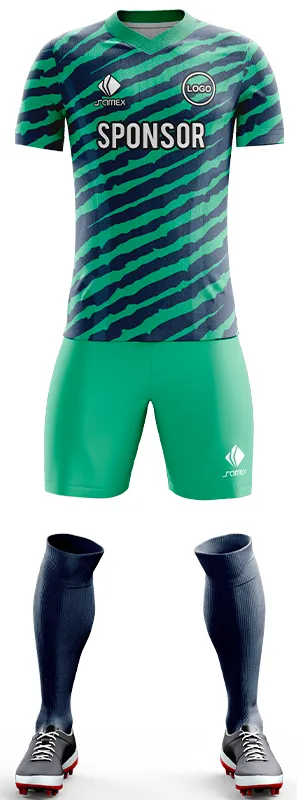 CONJUNTO FUTBOL COD. 478 TURQUEZA FRANJAS AZULES