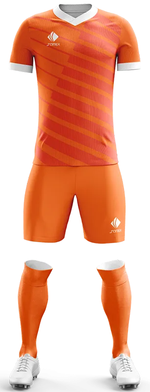 CONJUNTO FUTBOL COD. 485 NARANJA - FRANJAS ROJO
