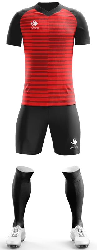 CONJUNTO FUTBOL COD. 488 ROJO - FRANJAS GUINDA