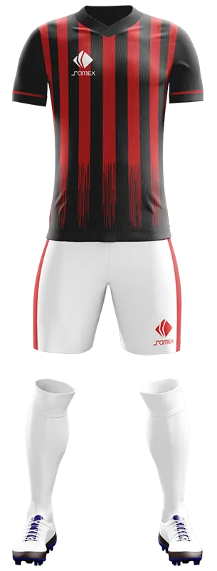 CONJUNTO FUTBOL COD. 489 NEGRO - FRANJAS ROJO