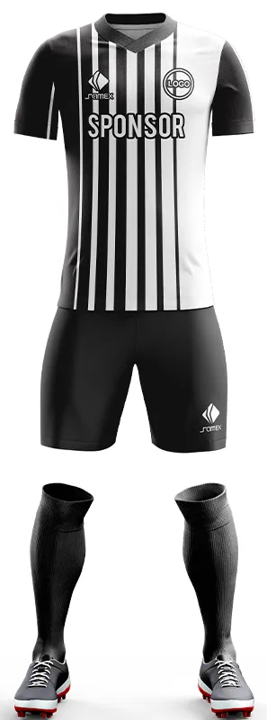 CONJUNTO FUTBOL COD. 497 BLANCO - FRANJAS NEGRO