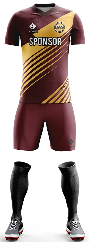 CONJUNTO FUTBOL COD. 503 GUINDA CON DORADO