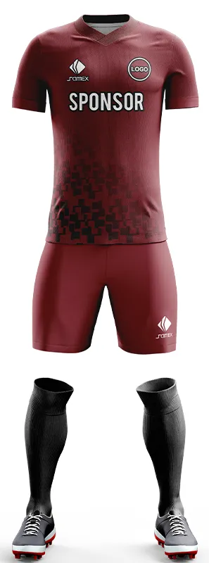 CONJUNTO FUTBOL COD. 509 GUINDA Y NEGRO