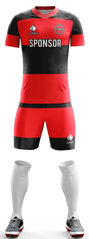 CONJUNTO FUTBOL COD. 511 ROJO FRANJAS NEGRAS