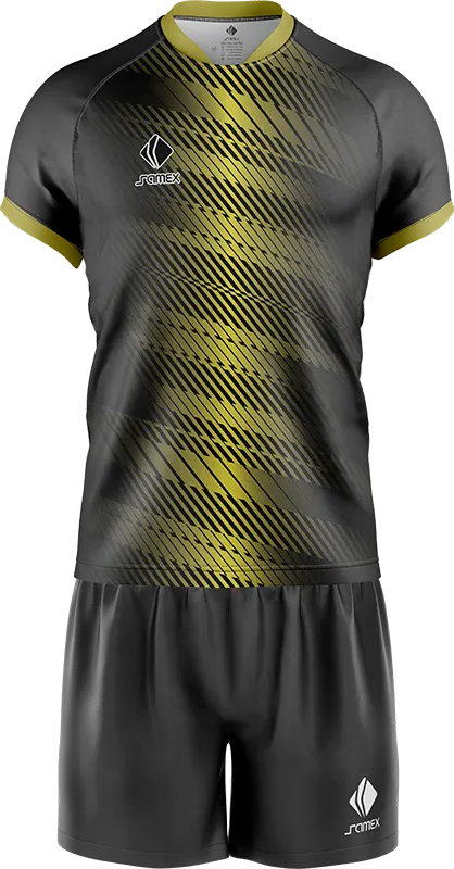 CONJUNTO RUGBY COD. 002 NEGRO LINEAS AMARILLAS