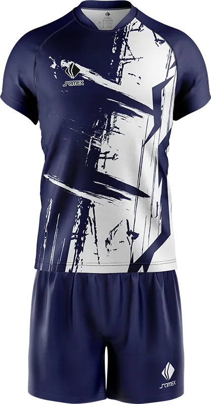 CONJUNTO RUGBY COD. 006 AZUL GRUNGE BLANCO