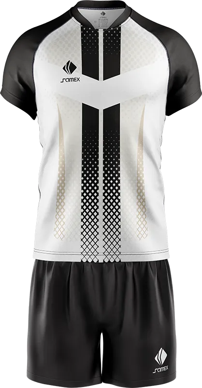 CONJUNTO RUGBY COD. 017 BLANCO - FRANJAS NEGRO - ROMBOS