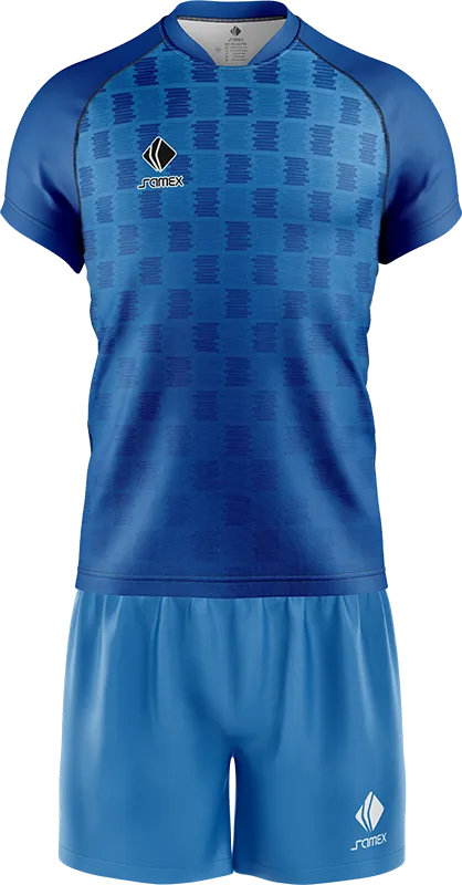 CONJUNTO RUGBY COD. 018 RUGBY COD. CELESTE - CUADROS AZUL