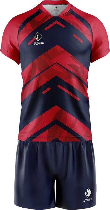CONJUNTO RUGBY COD. 022 ROJO - FRANJAS AZUL