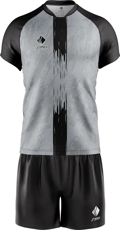 CONJUNTO RUGBY COD. 026 GRIS GRUNGE - NEGRO FRANJAS